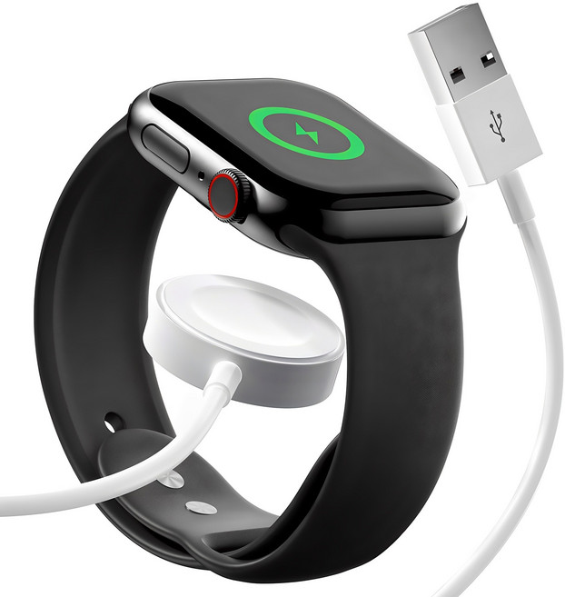 구스페리 애플 워치 호환 무선 충전 케이블 충전독, 화이트, 1개