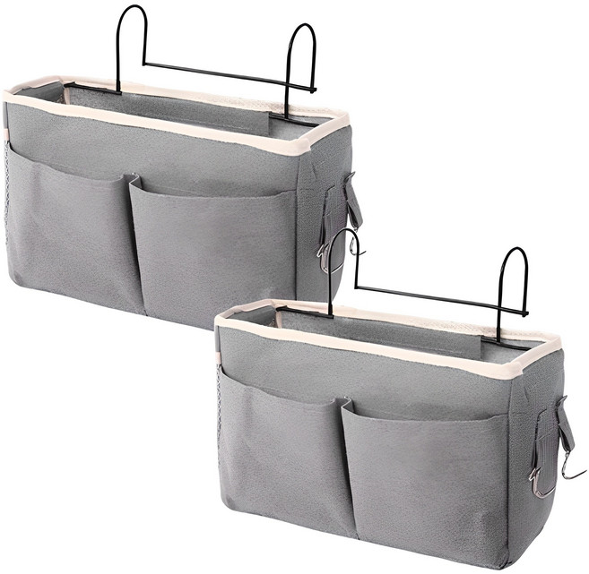 디오셀 침대 걸이형 깔끔 수납 정리함, 그레이, 2개