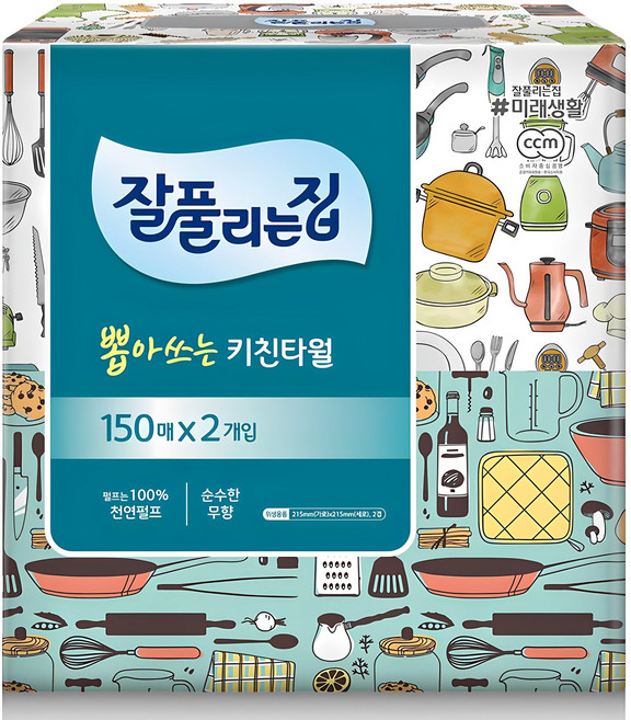 잘풀리는집 뽑아쓰는 키친타월, 150매, 2개