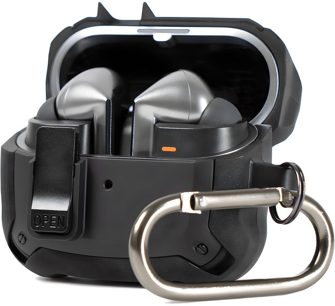 누아트 갤럭시 프레임 락범퍼 케이스, 버즈3/버즈3프로/버즈3FE, 블랙, 1개