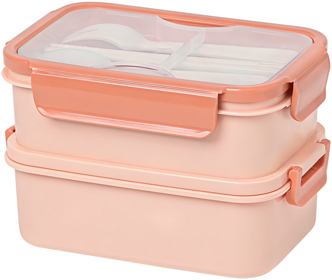 이지앤프리 밀프랩 퓨어박스 2단 도시락통 세트, 피치, 1개