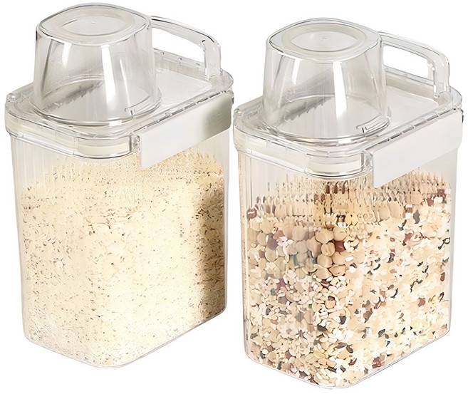 달팽이리빙 퀴진드마망 밀폐 잡곡통 1300ml, 투명, 2개