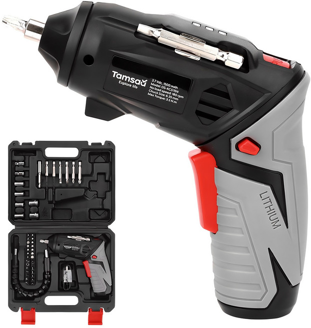 탐사 C타입 충전식 무선 전동 드라이버 세트 3.7 V, 1세트