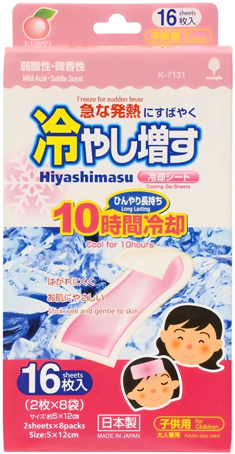 코쿠보 열 냉각시트 어린이용 어른용 겸용 복숭아향, 16개입, 1개 - 쿠팡