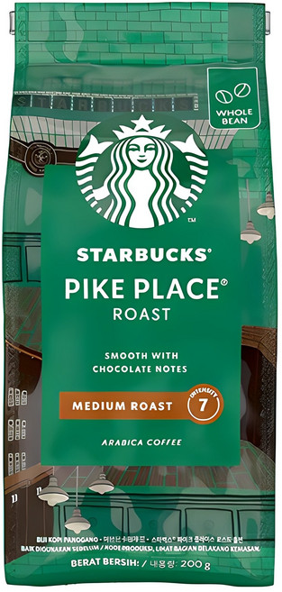 스타벅스 파이크 플레이스 로스트 홀빈 커피 원두, 홀빈(분쇄안함), 200g, 1개