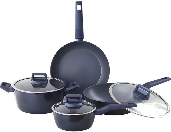 쿠킨 인덕션 그린우드 후라이팬 + 냄비 세트, 블루, 5종, 1세트