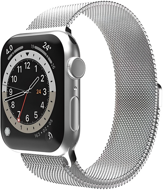 신지모루 애플워치 호환 밀레니즈 스트랩 밴드, 실버, 1개