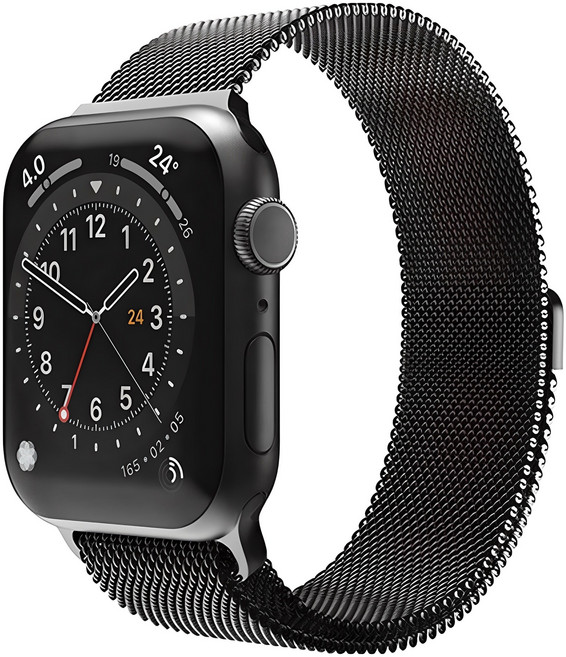 신지모루 애플워치 호환 밀레니즈 스트랩 밴드, 블랙, 1개