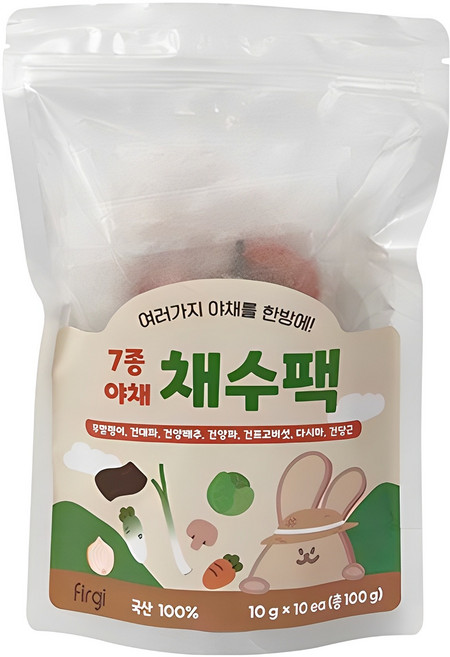 퍼기 어린이 7종야채 채수팩 10개입, 야채맛, 100g, 1개