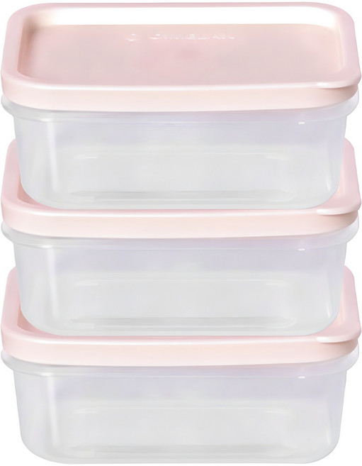씨밀렉스 납작한 냉장고 소분용기 핑크 260ml, 3개입, 1개