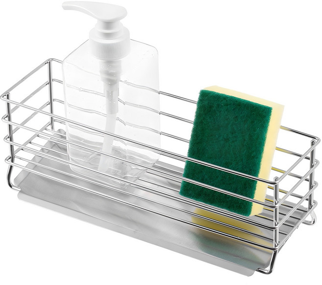 코멧 홈 304 스텐 수세미거치대+디스펜서 수세미, 1세트