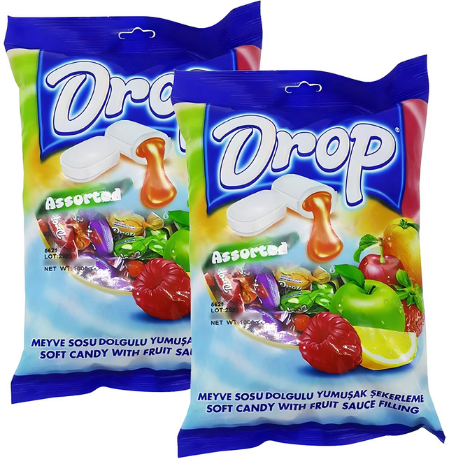 드롭 어소티드 소프트 캔디, 1kg, 2개