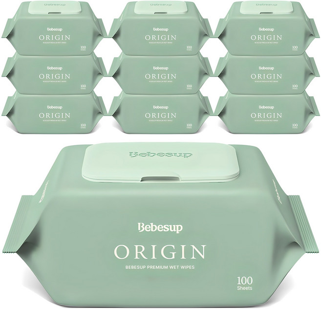 베베숲 오리진 유아물티슈 캡형, 50g, 100매, 10개