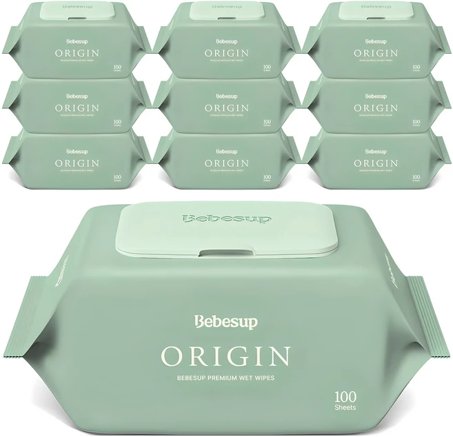 베베숲 오리진 유아물티슈 캡형, 50g, 100매, 10개 - 쿠팡