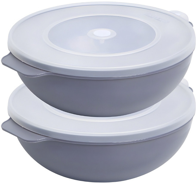 쿡스 전자레인지 찜기 계란찜 라면용기, 다크그레이, 2개