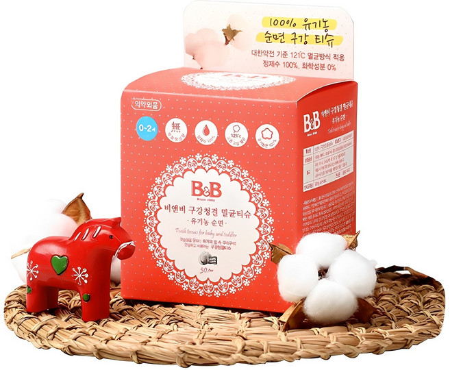 비앤비 유아 구강청결 멸균티슈 30매, 60g, 1개