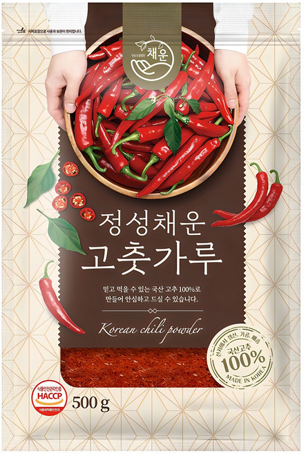 채운 국산 고춧가루 고운굵기 보통매운맛, 500g, 1개
