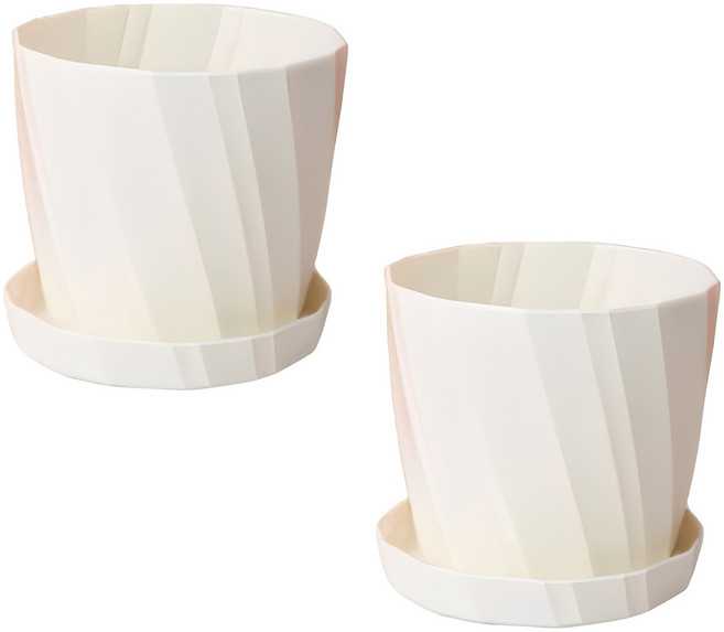 마크하스 심플 파스텔 화분, 화이트, 2개