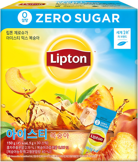 립톤 제로슈가 아이스티 믹스 복숭아, 5g, 30개입, 1개