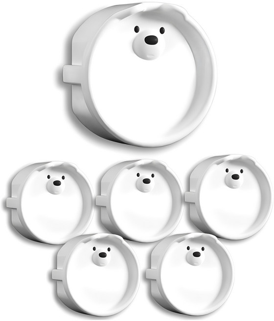 원더파파 귀여운 곰돌이 콘센트 안전마개, 화이트, 6개