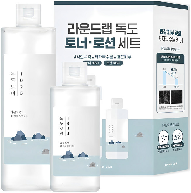 라운드랩 독도 토너 500ml + 로션 200ml 세트, 1세트