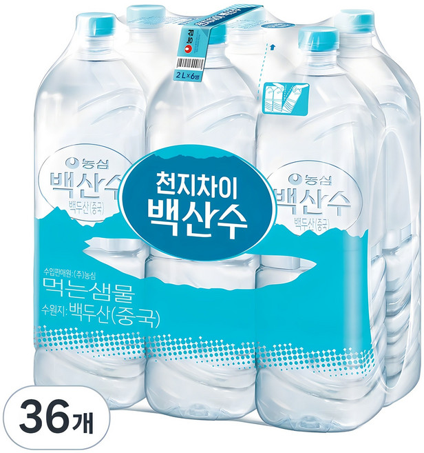 백산수 무라벨, 2L, 36개