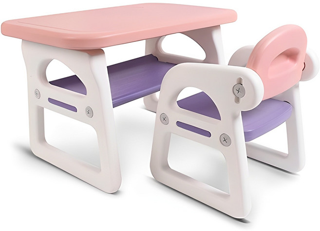 베이블퓨어리 프리미엄 스마트 유아 책상 + 의자 세트, 베이직(베이비핑크 + 퍼플)