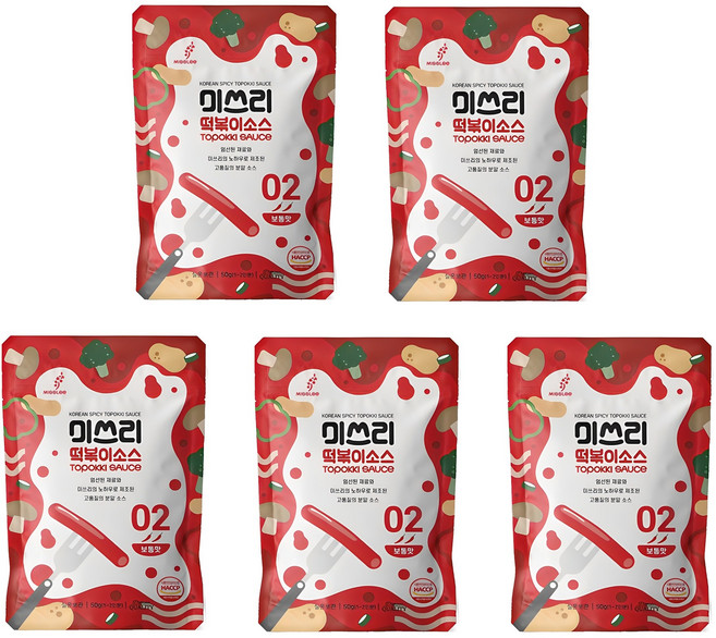 미쓰리 떡볶이소스 02 보통맛, 50g, 5개
