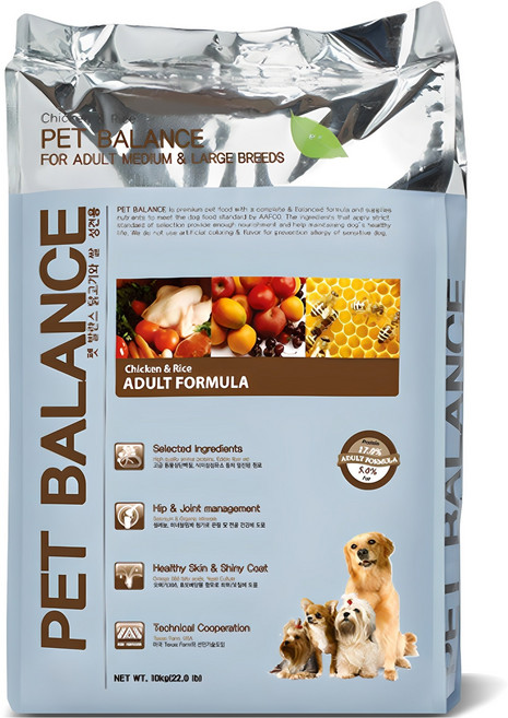 펫발란스 어덜트 강아지 포뮬라 건식사료, 닭, 10kg, 1개