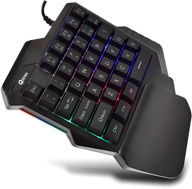 큐센 게이밍 유선 한손 키보드, 블랙, PTS-GK1000