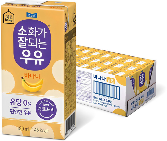 소화가잘되는우유 바나나, 190ml, 24개