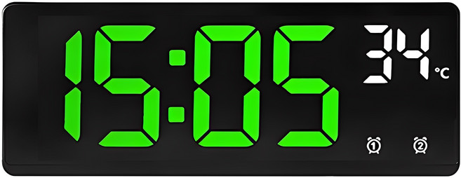 넥스원 심플 디지털 LED 온도 알람 탁상시계, 그린