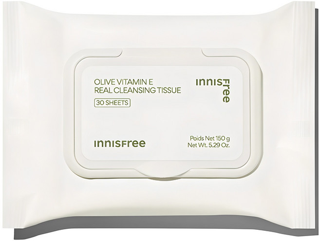 [비건뷰티] 이니스프리 올리브 비타민 E 리얼 클렌징 티슈, 30매입, 1개