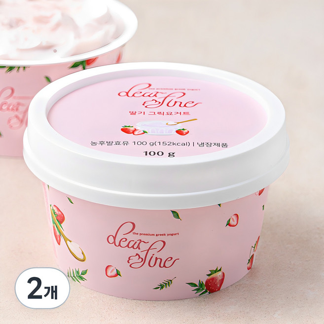 디어파인 딸기 그릭요거트, 100g, 1개입, 2개
