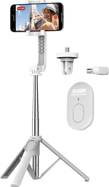 셀루미 미니멀리즘 휴대폰 셀카봉 샤이닝 95cm + 홀더 세트, SEL-AT120S, 화이트, 1개