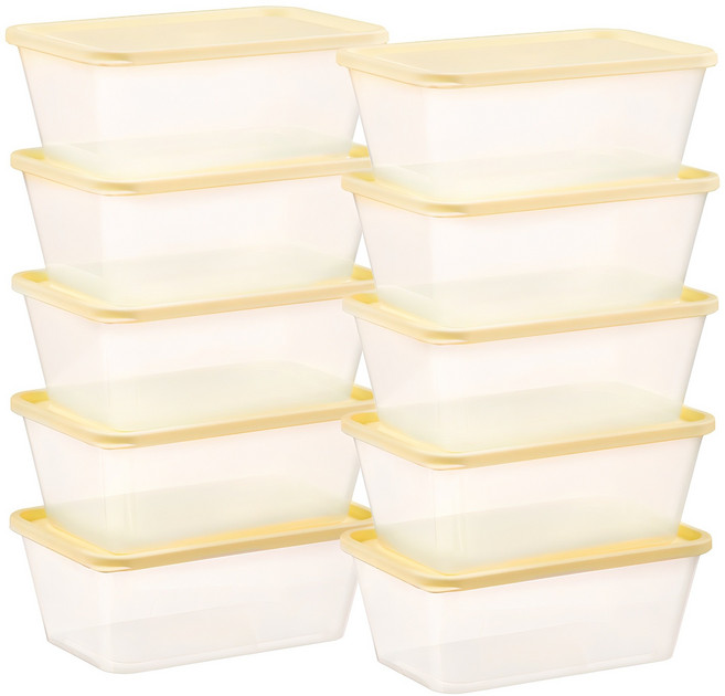 코멧 키친 다회용 밀폐용기 버터 900ml + 뚜껑 세트, 10세트, 밀폐용기 10p + 뚜껑 10p