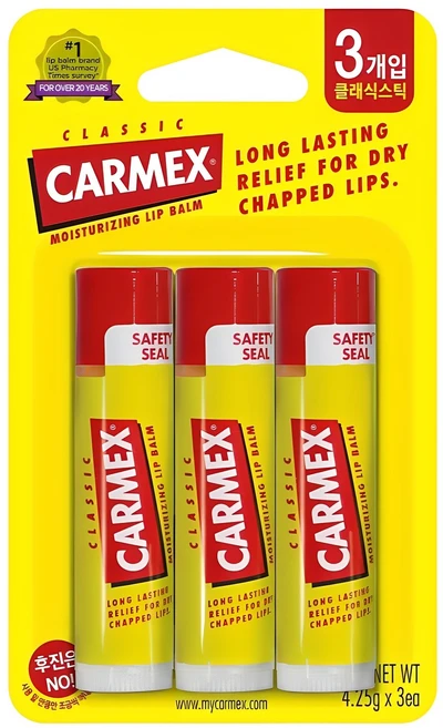 카멕스 모이스처라이징 립밤 스틱, 클래식, 4.25g, 3개 - 쿠팡