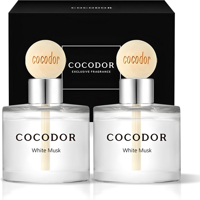코코도르 우드볼 차량용 디퓨저 50ml 2개입, 화이트머스크, 1개