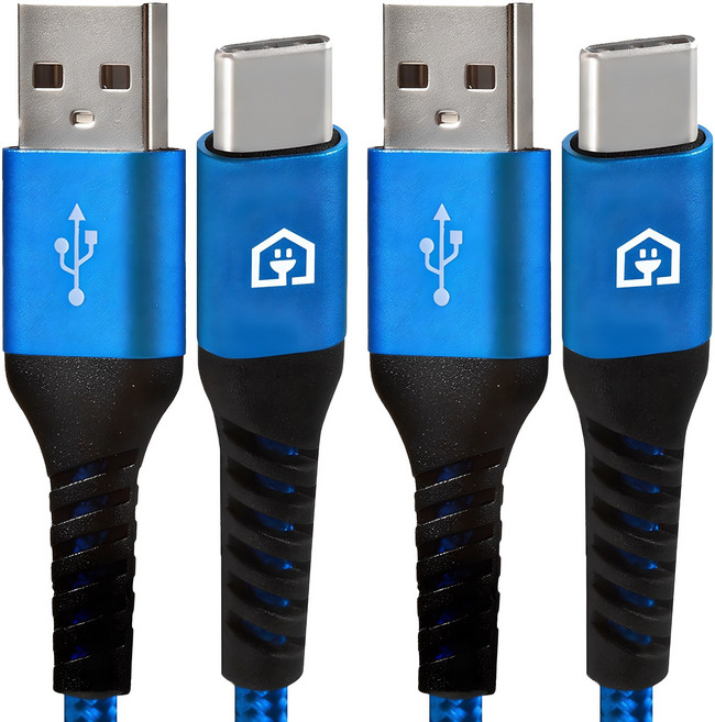 홈플래닛 고속충전케이블 패브릭 단선방지 C타입, 2m, 블루, 2개