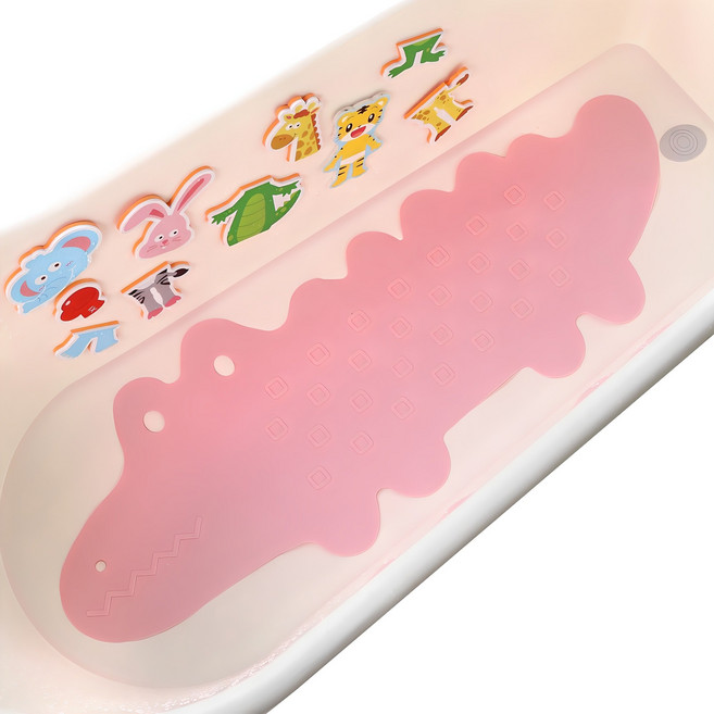 하늬통상 악어 욕조 매트 95 x 34 cm, 핑크, 1개