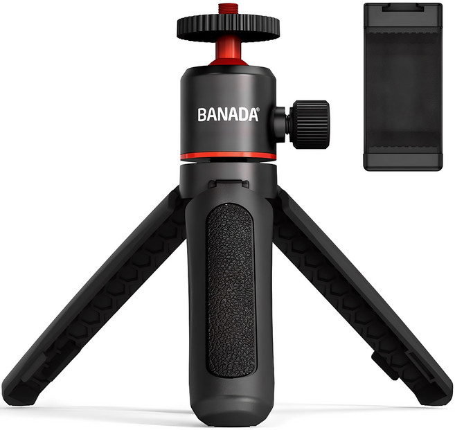 BANADA 쇼티 브이로그용 미니 삼각대 + 스마트폰 거치 홀더, BND-STMN001, 블랙, 1개