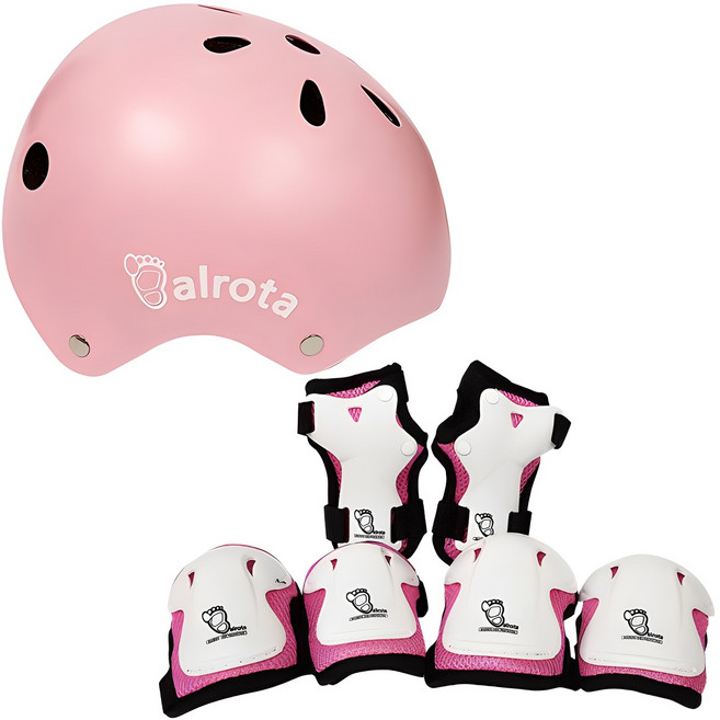 발로타 사이즈조절형 유아동용 안전 헬멧 + 보호대 세트 balrota kids protector, 핑크, 1세트
