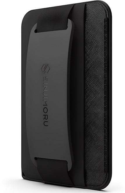 신지모루 맥세이프 호환 그립 스트랩 휴대폰 카드지갑, 블랙, 1개 - 맥세이프 카드케이스