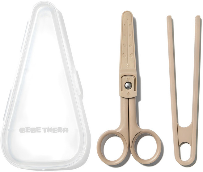 베베테라 휴대용 세라믹 집게랑 가위랑 세트, 바닐라브라운, 1세트