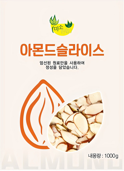 미소한입 아몬드 슬라이스, 1kg, 1개