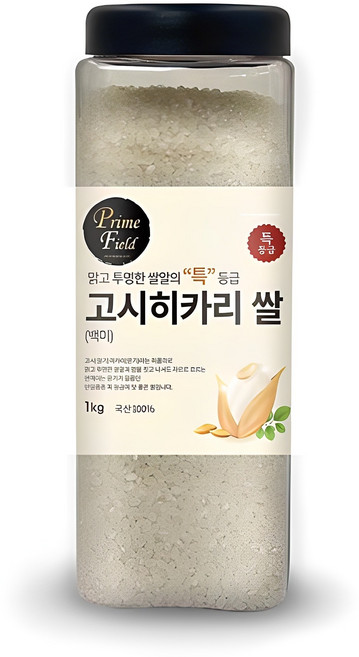 Prime Field 고시히카리 백미, 1kg, 1개, 특등급
