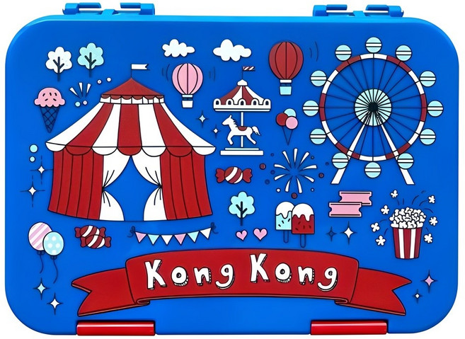 콩콩 미니 그래픽 1단 도시락, 블루, 1개