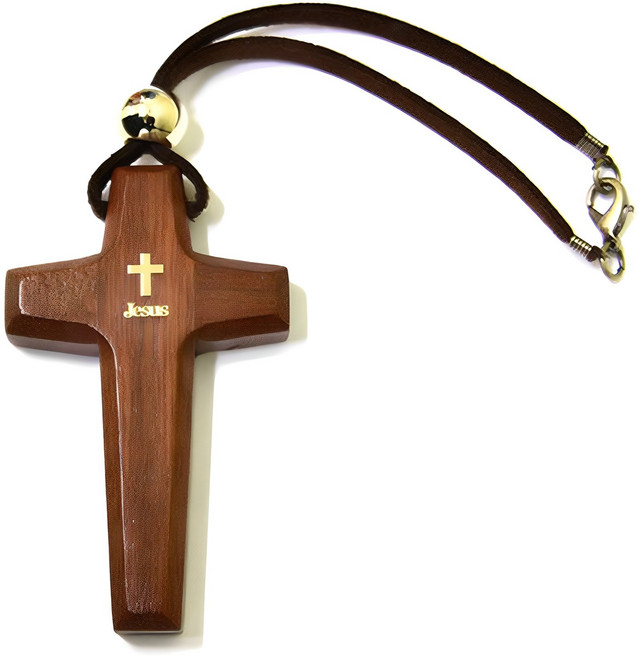 가온천사 차량걸이 원목 별 기도 십자가, 혼합색상, 1개