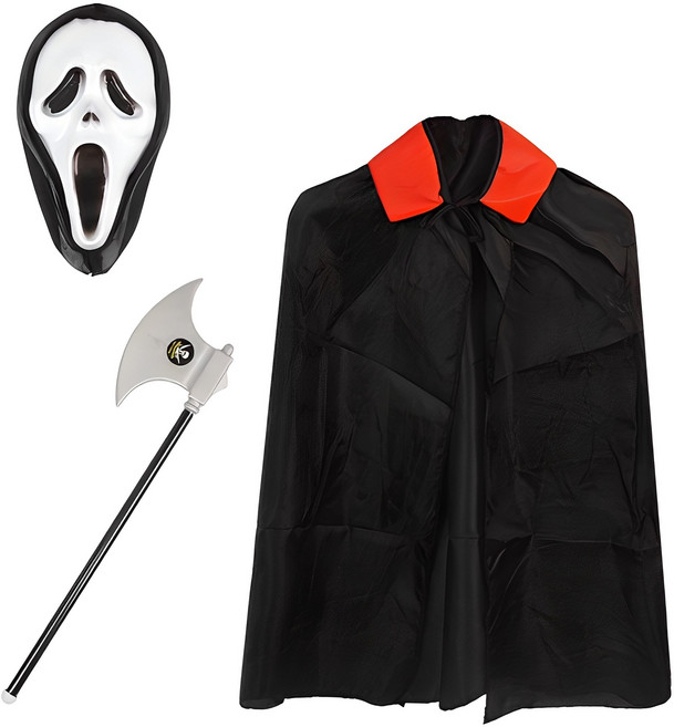 망토 + 스크림가면 + 꼬마도끼 세트, 혼합색상, 1세트