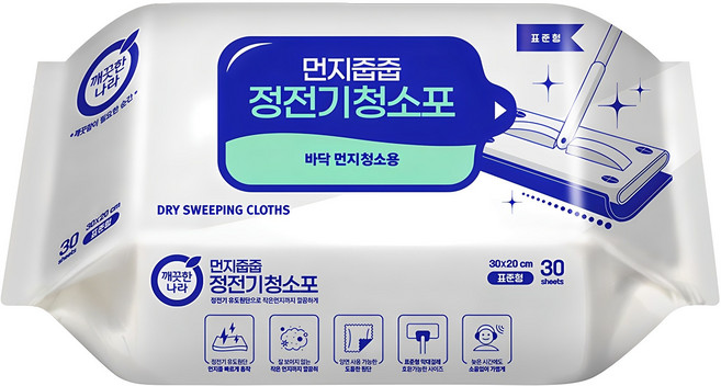 깨끗한나라 먼지줍줍 정전기 청소포 30p, 1개